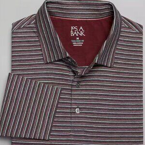Jos. A. Bank Tailored Fit Skinny Stripe Long Sleeve Polo